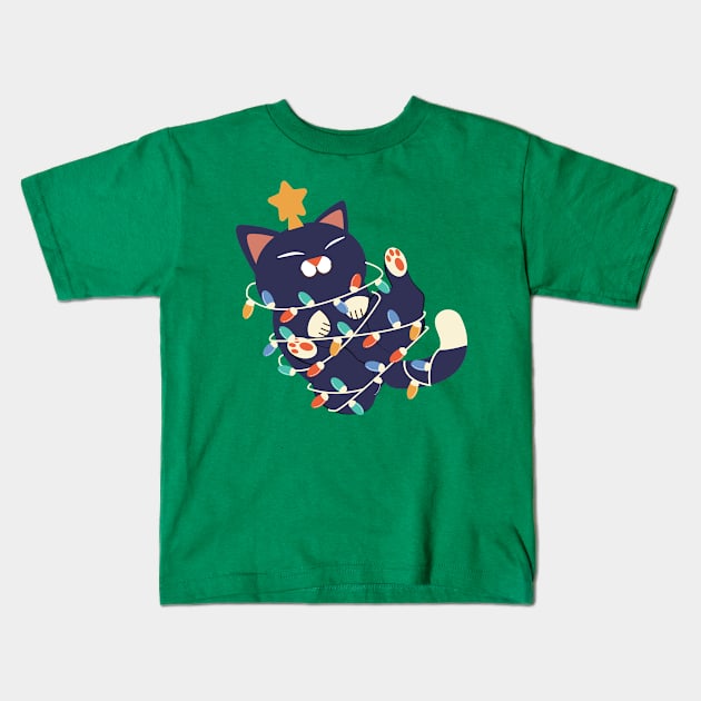 Christmas Kitty Kids T-Shirt by machmigo